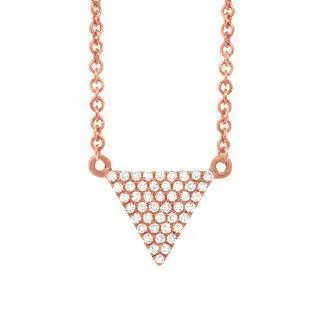 0.13ct 14k Rose Gold Diamond Pave Triangle Necklace