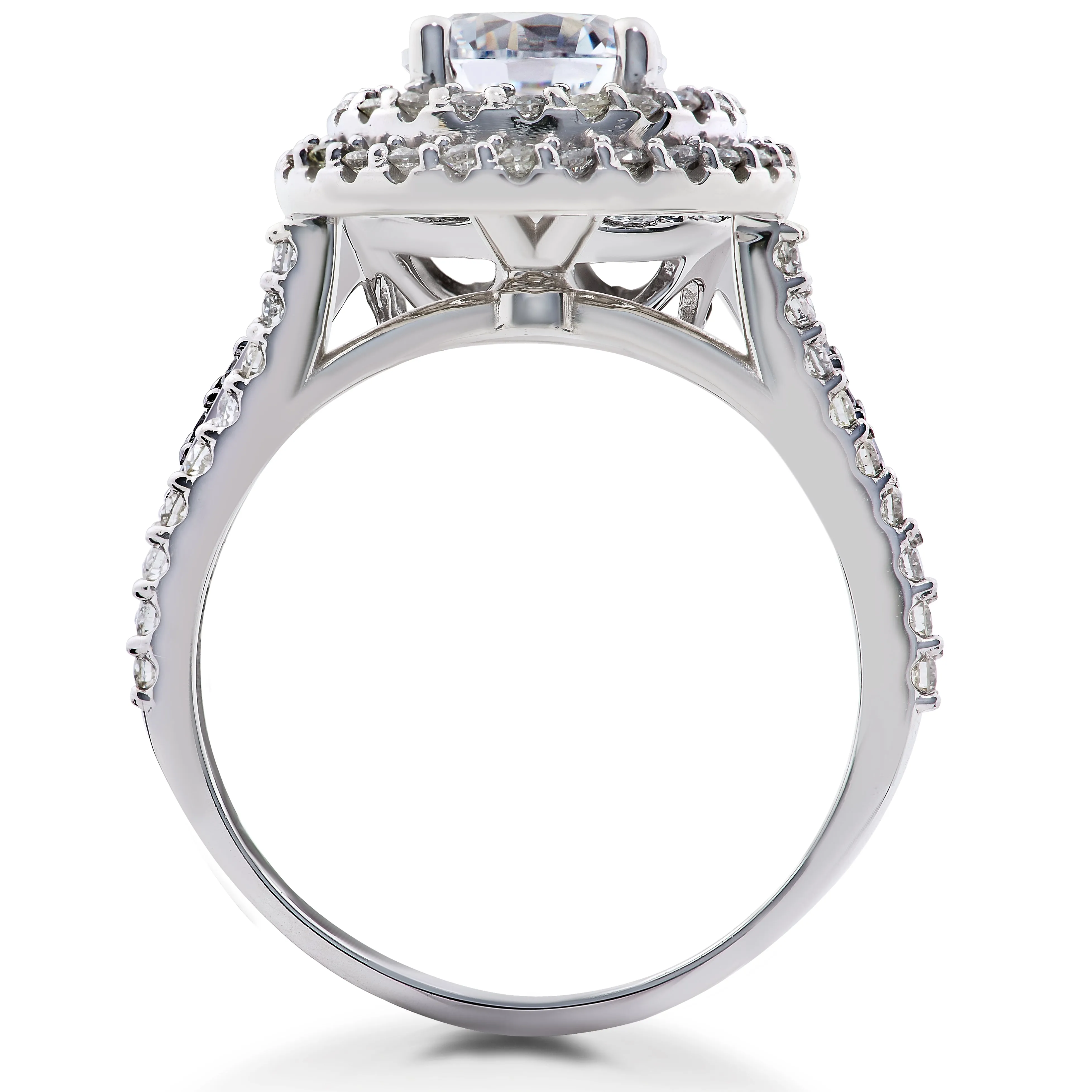 1 1/2 ct Halo Lab Created Diamond Engagement Ring & Matching Eternity Band 14k