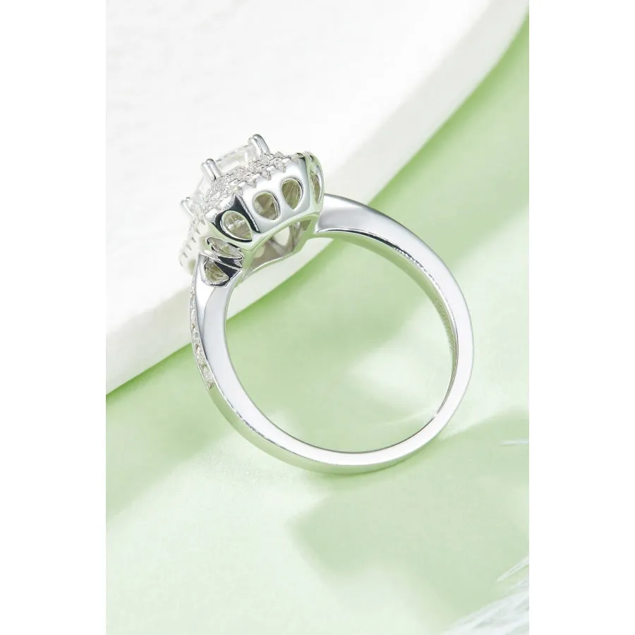 1 Carat Moissanite 925 Sterling Silver Side Stone Ring