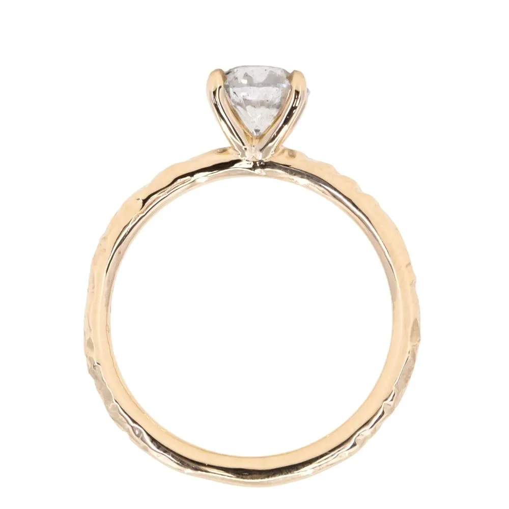 1.01ct Round Fancy White Diamond Evergreen Solitaire in 14k Yellow Gold