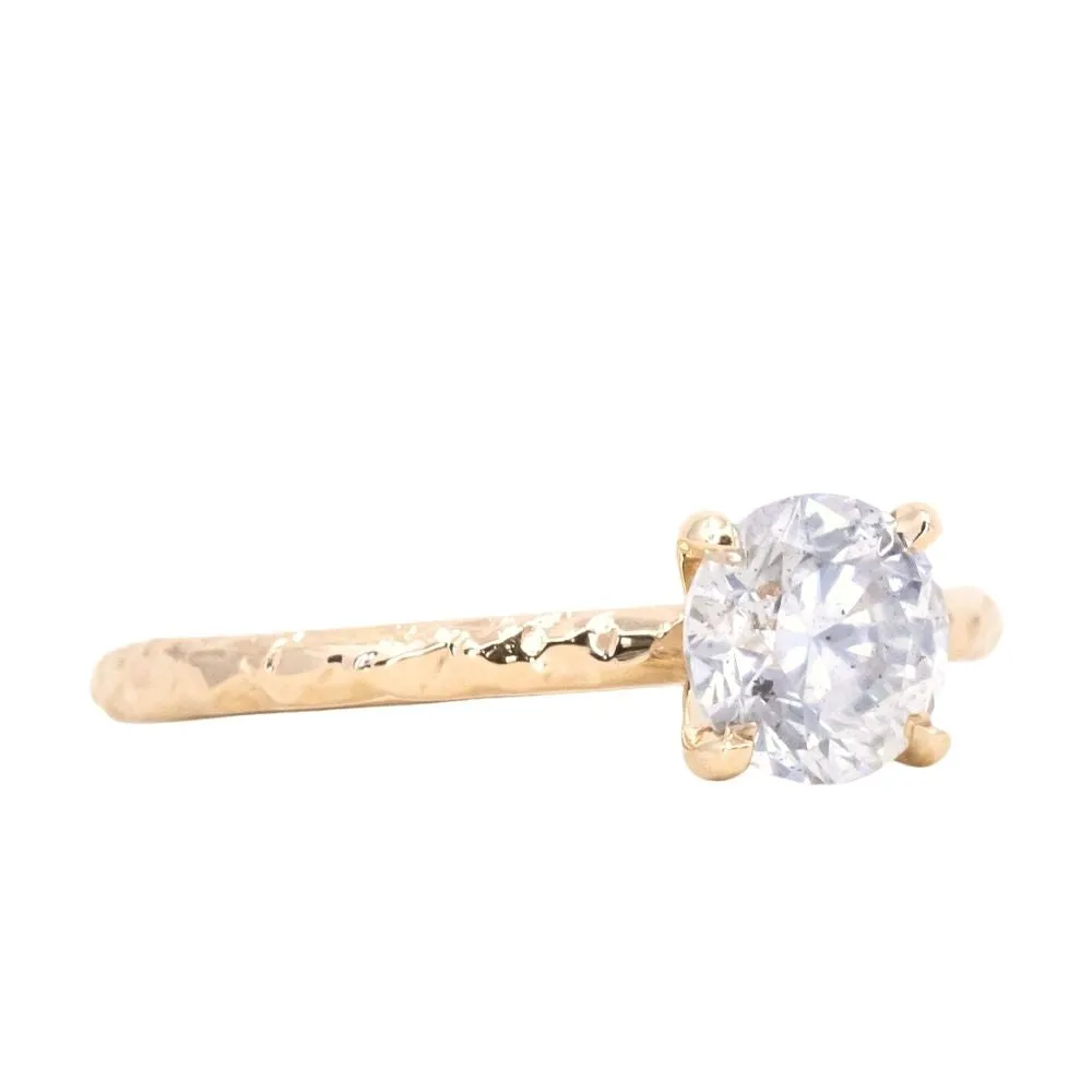 1.01ct Round Fancy White Diamond Evergreen Solitaire in 14k Yellow Gold