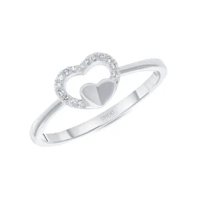 14K Gold Diamond Double Heart Ring