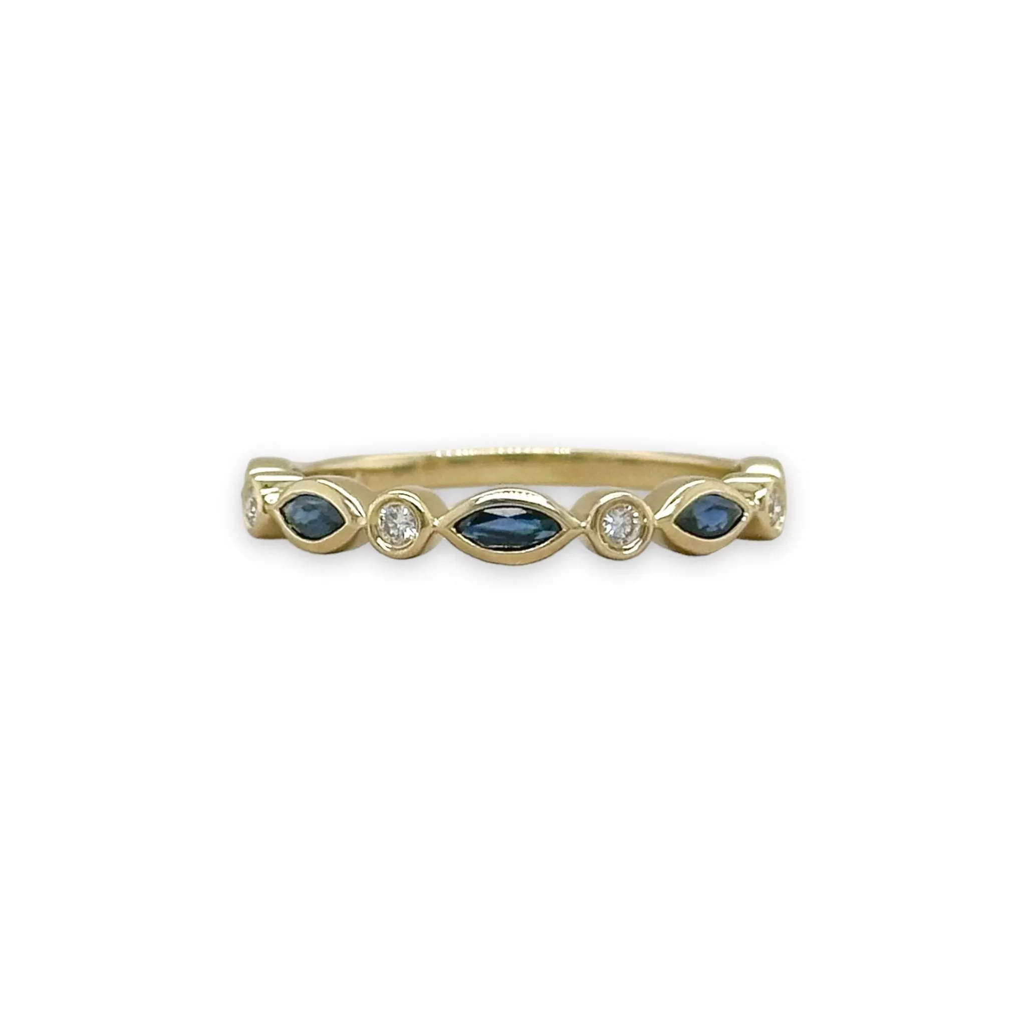 14K Y Gold 0.68ctw Blue Sapphire and 0.05ctw Diamond Ring