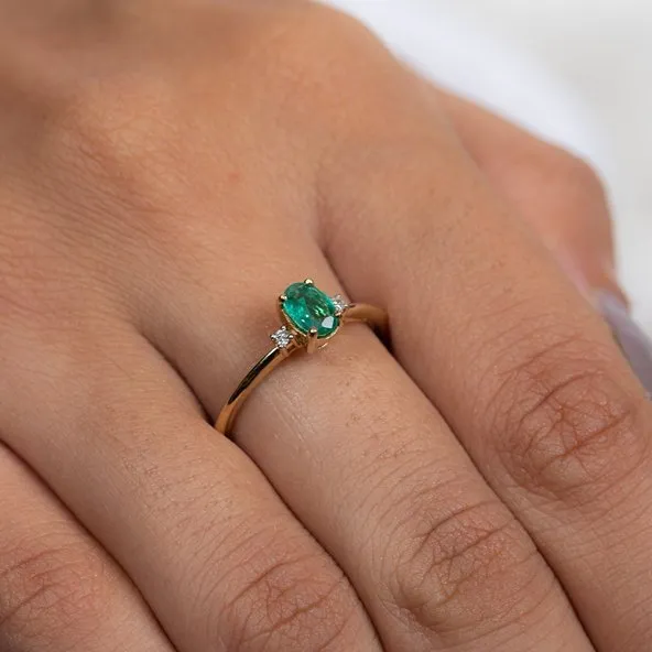 14K Yellow Gold Emerald Ring