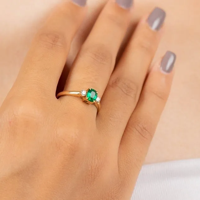 14K Yellow Gold Emerald Ring