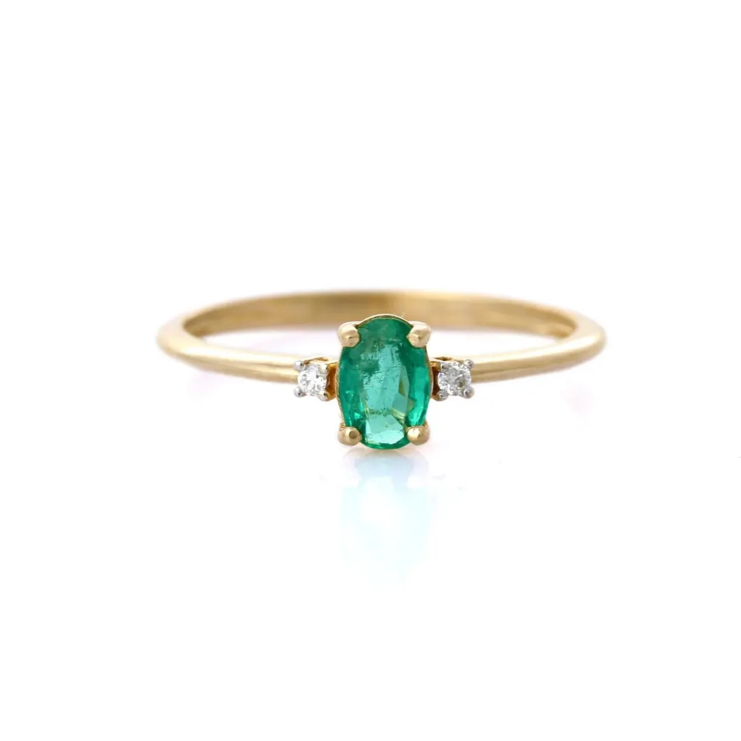 14K Yellow Gold Emerald Ring