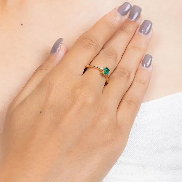 14K Yellow Gold Emerald Ring