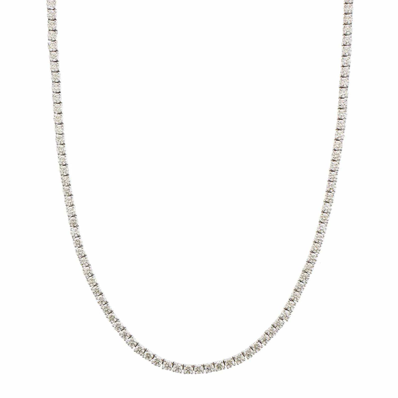 18K White Gold 4 Prong Diamond Line Necklace