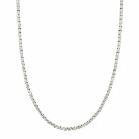 18K White Gold 4 Prong Diamond Line Necklace