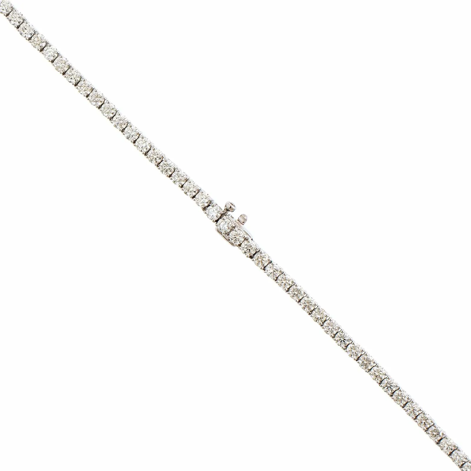 18K White Gold 4 Prong Diamond Line Necklace