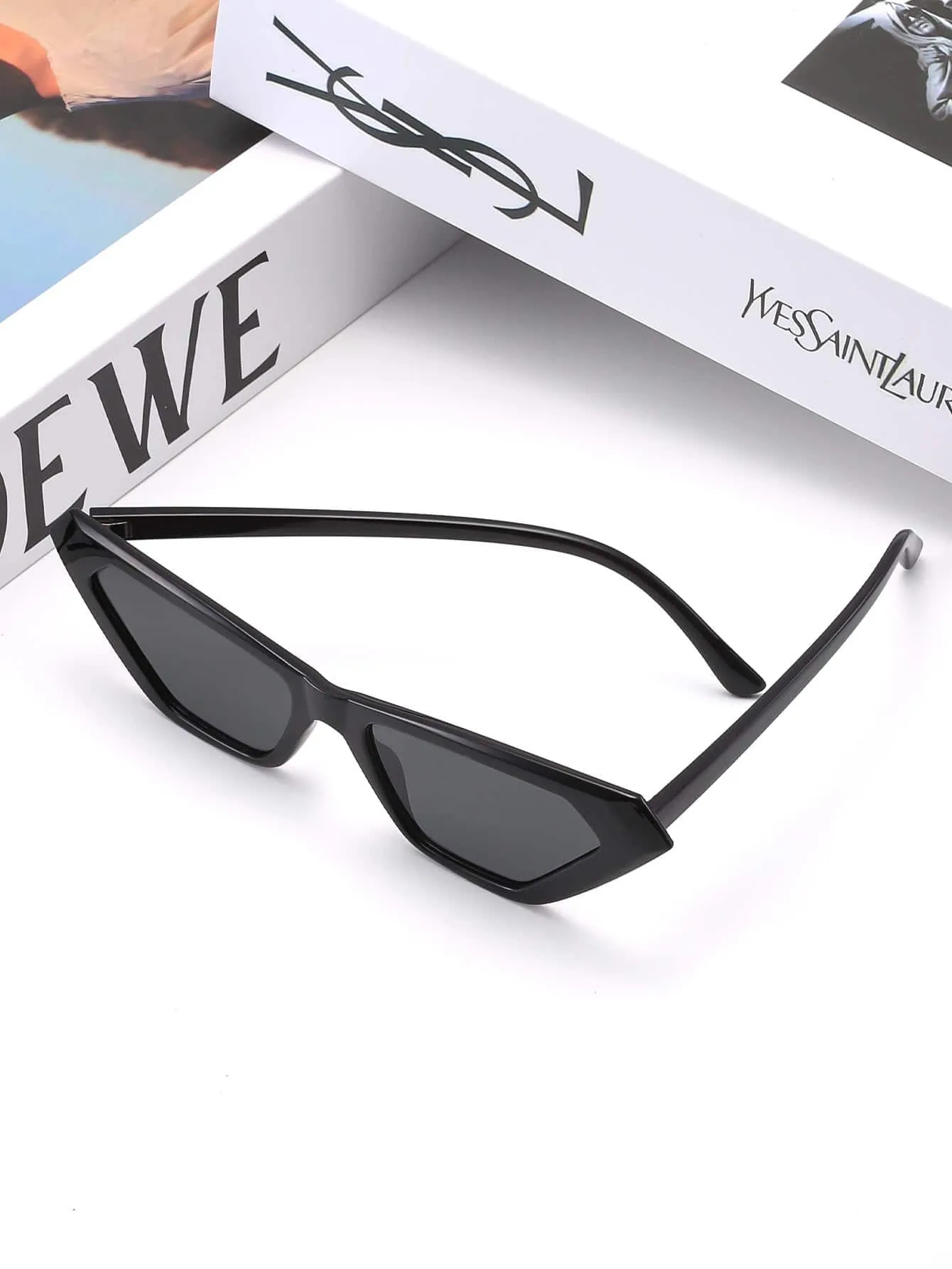 1pair Unisex Cat Eye Frame Fashionable Sunglasses For Daily Decoration