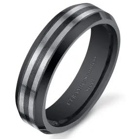 6mm Unisex Stainless Steel and Ceramic Band size 9