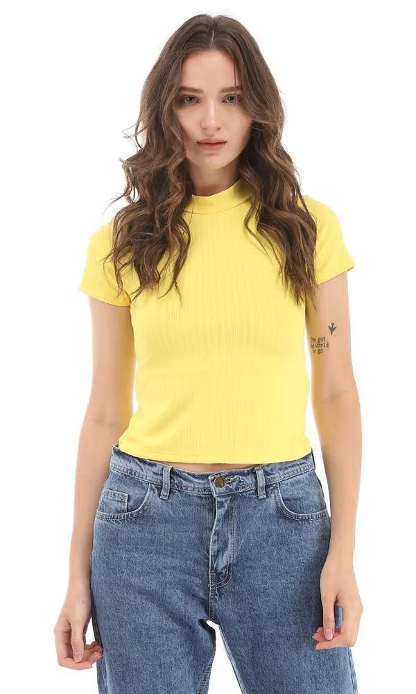 94768 Slip On Self Striped Yellow Top