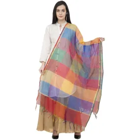 A R Silk Chanderi Multi Box Multi Box Multi Color Dupatta or Chunni