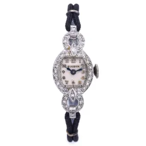 Antique Bulova Platinum Diamond Women's Hand Wind Watch