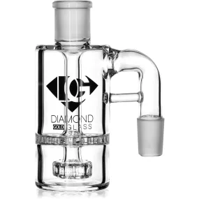 Ash Catcher w/ 18mm Joint, 90 Angle, Honeycomb to Showerhead, by Diamond Glass