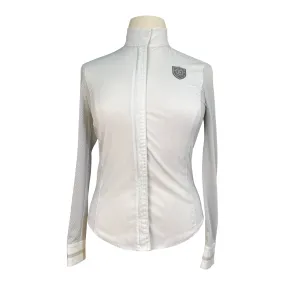 Asmar Equestrian Mesh 'Arwen' Show Shirt in White/Grey - Women's Large