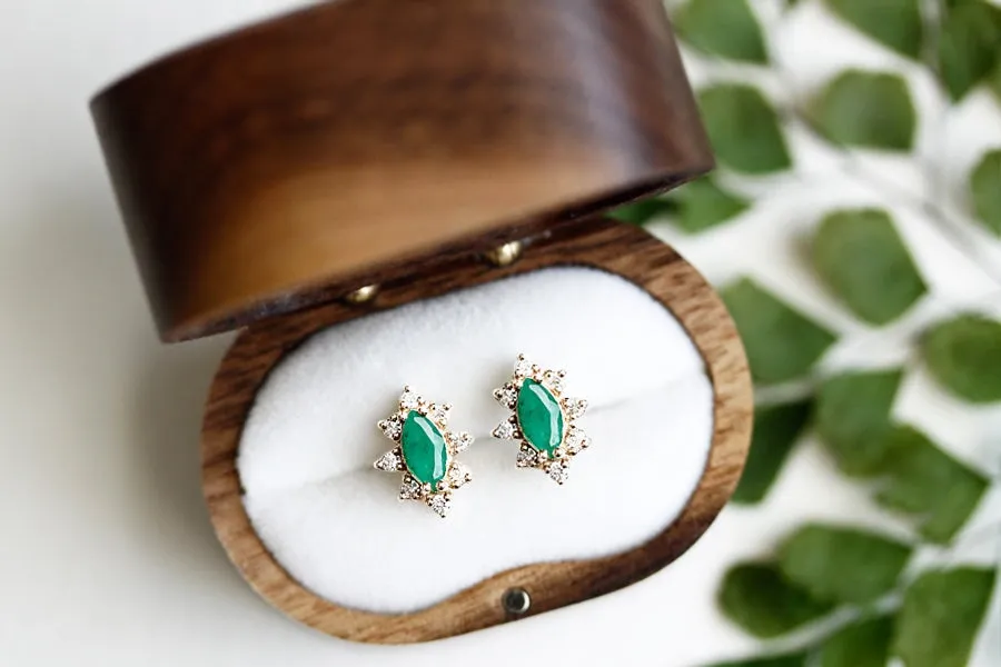 Aura Emerald Halo Studs