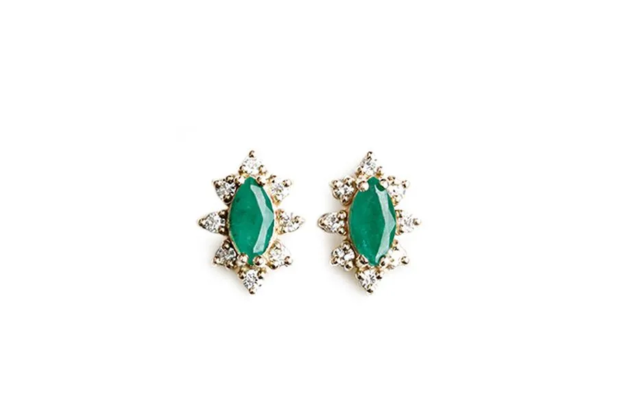 Aura Emerald Halo Studs