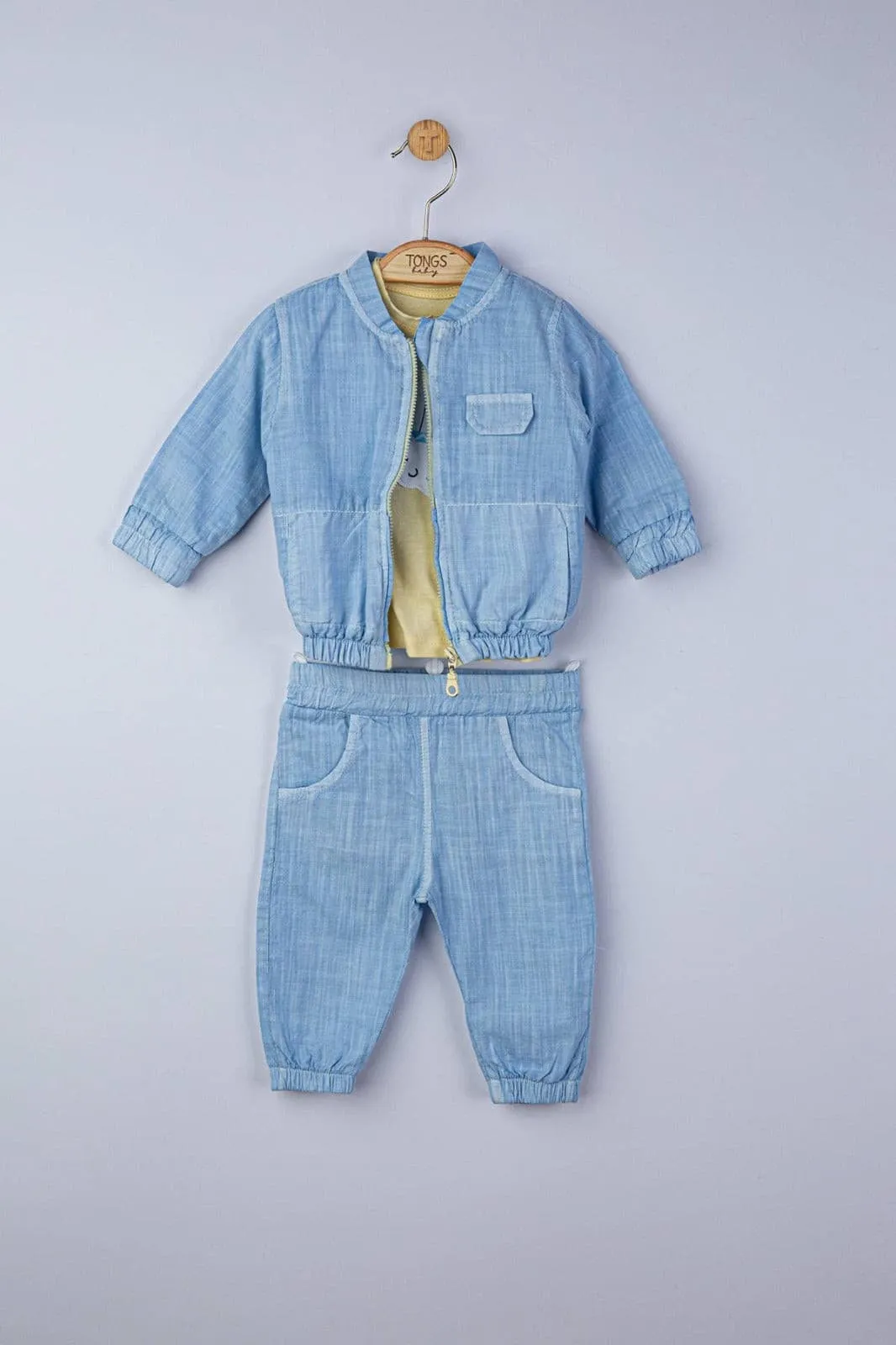 Baby Anzug 3tlg Set für Jungen Shirt  Hose und Jacke Gr. 68 74 80 86 92 98 -4187T