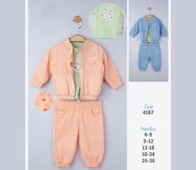 Baby Anzug 3tlg Set für Jungen Shirt  Hose und Jacke Gr. 68 74 80 86 92 98 -4187T