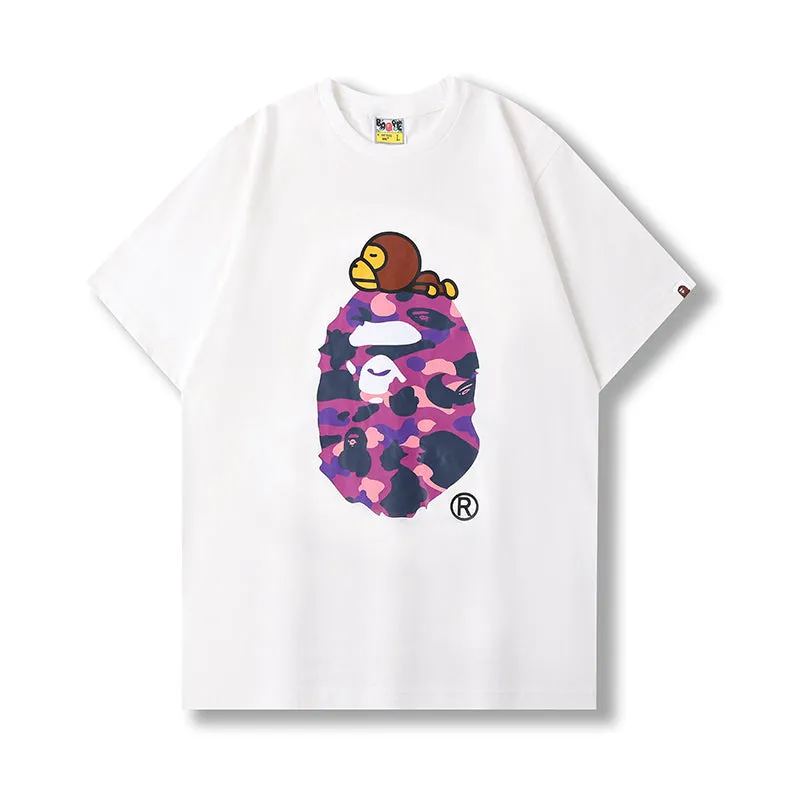 BAPE Color Camo Milo On Big Ape Tee (FW22) White Pink