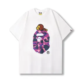 BAPE Color Camo Milo On Big Ape Tee (FW22) White Pink