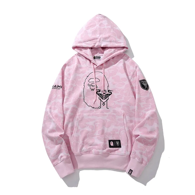 BAPE x Inter Miami CF Camo Pullover Hoodie Pink