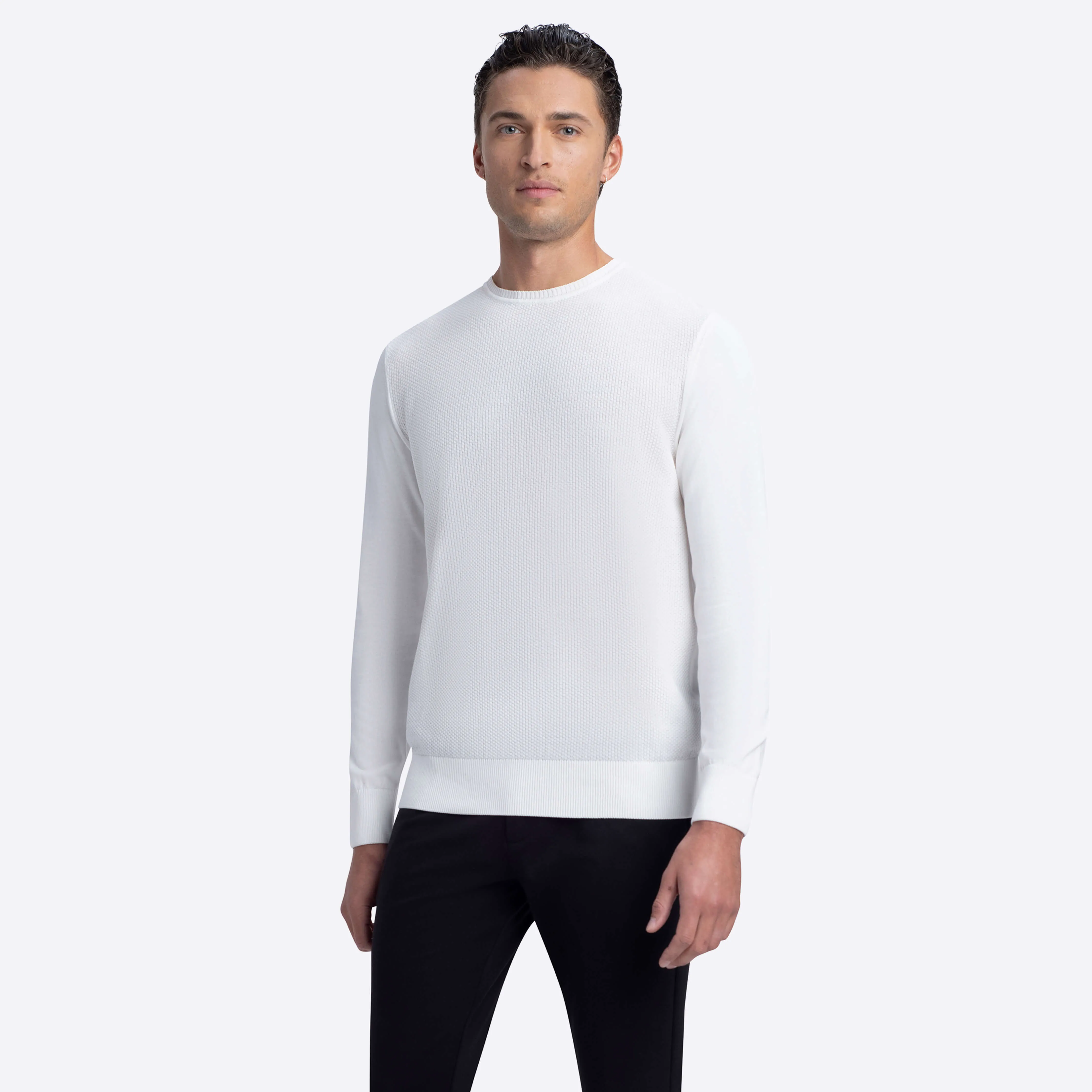 Bird's Eye Crew Neck Sweater