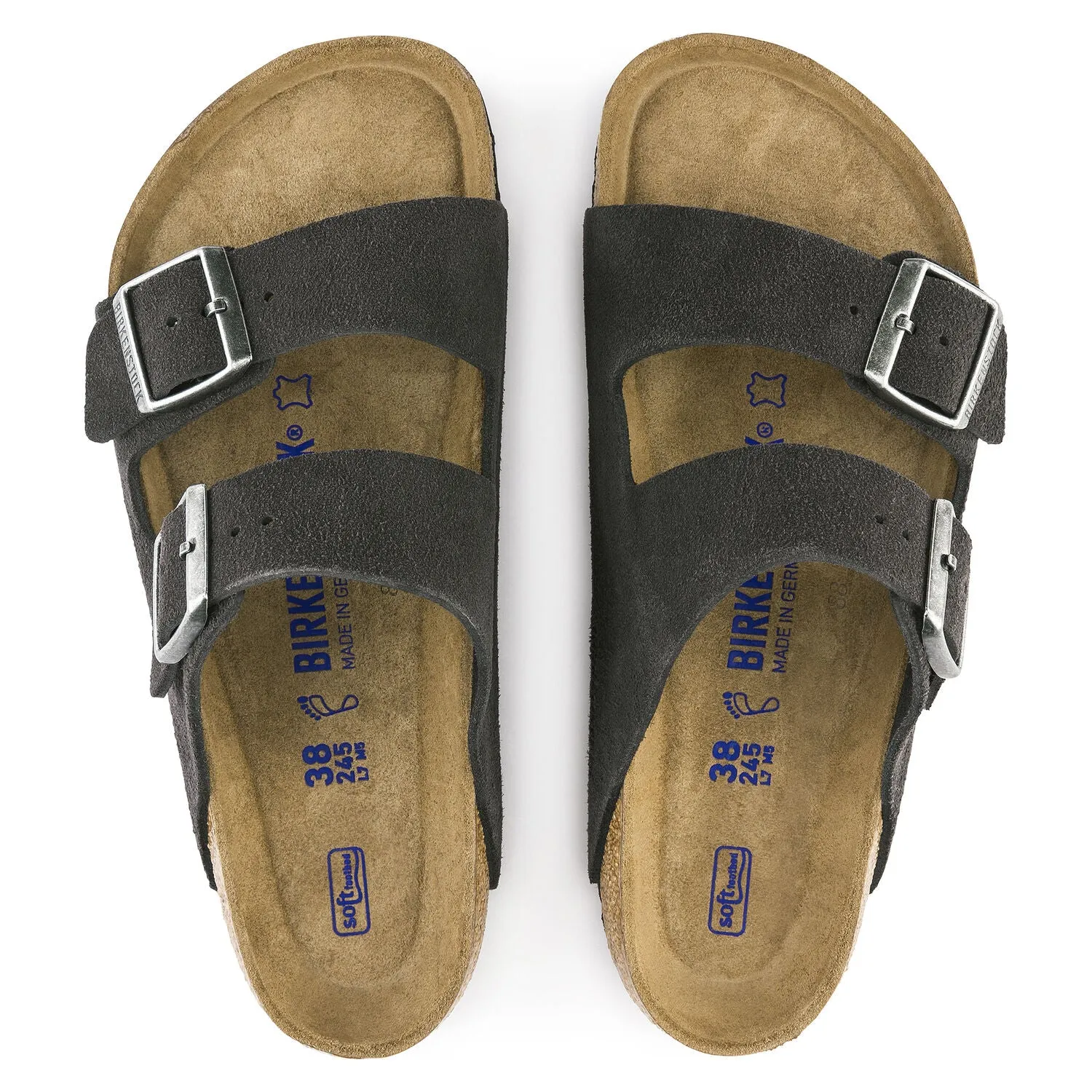 BIRKENSTOCK UNISEX Arizona Soft Footbed Suede Leather (Velvet Grey - Regular Fit)