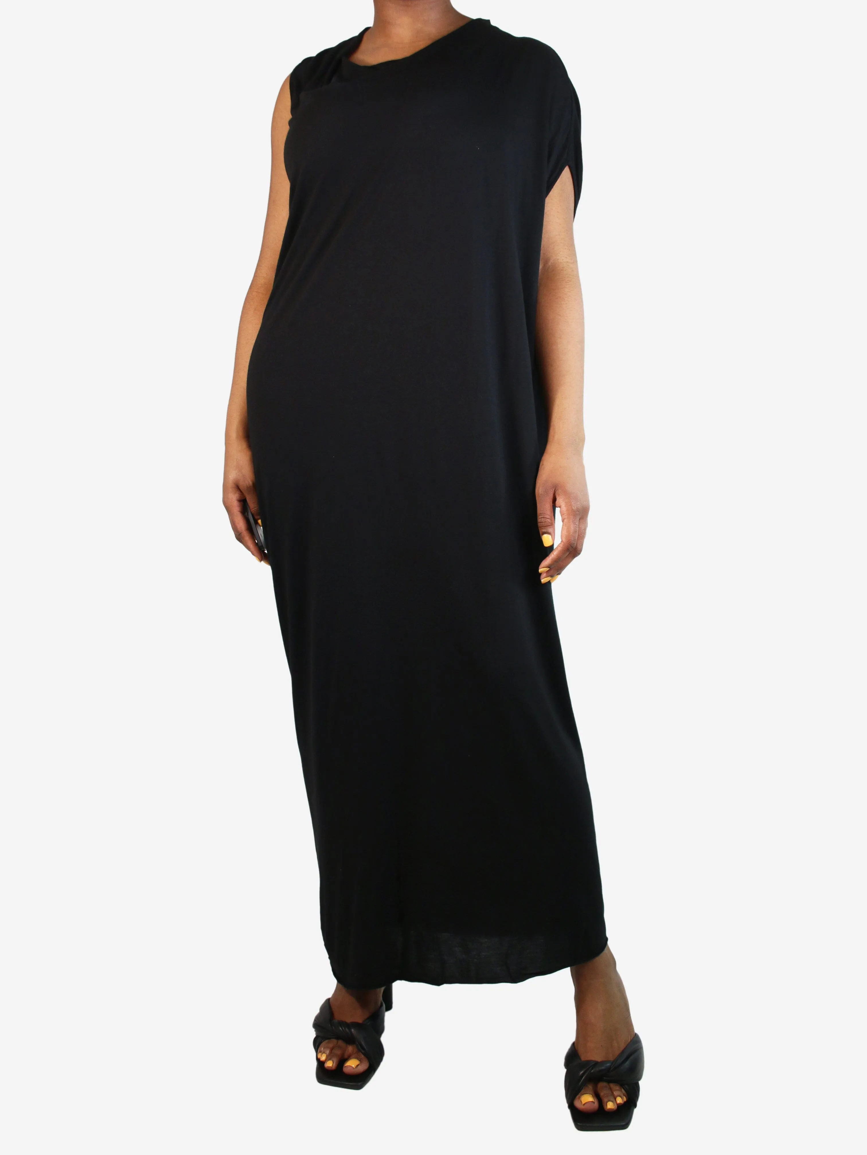 Black one-shoulder maxi dress - size UK 14