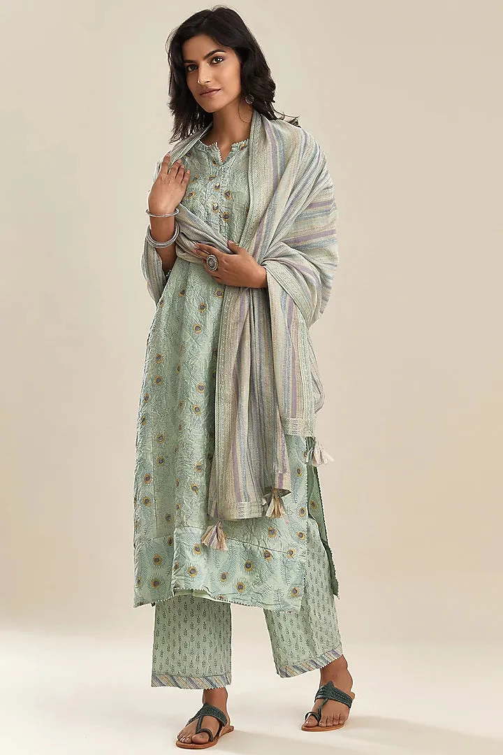 Blue Printed Kurta Set