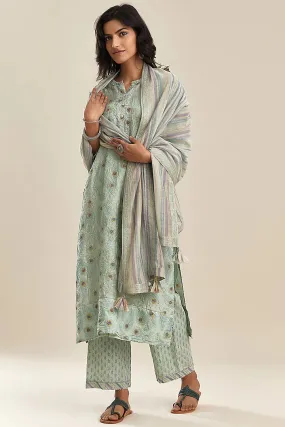 Blue Printed Kurta Set