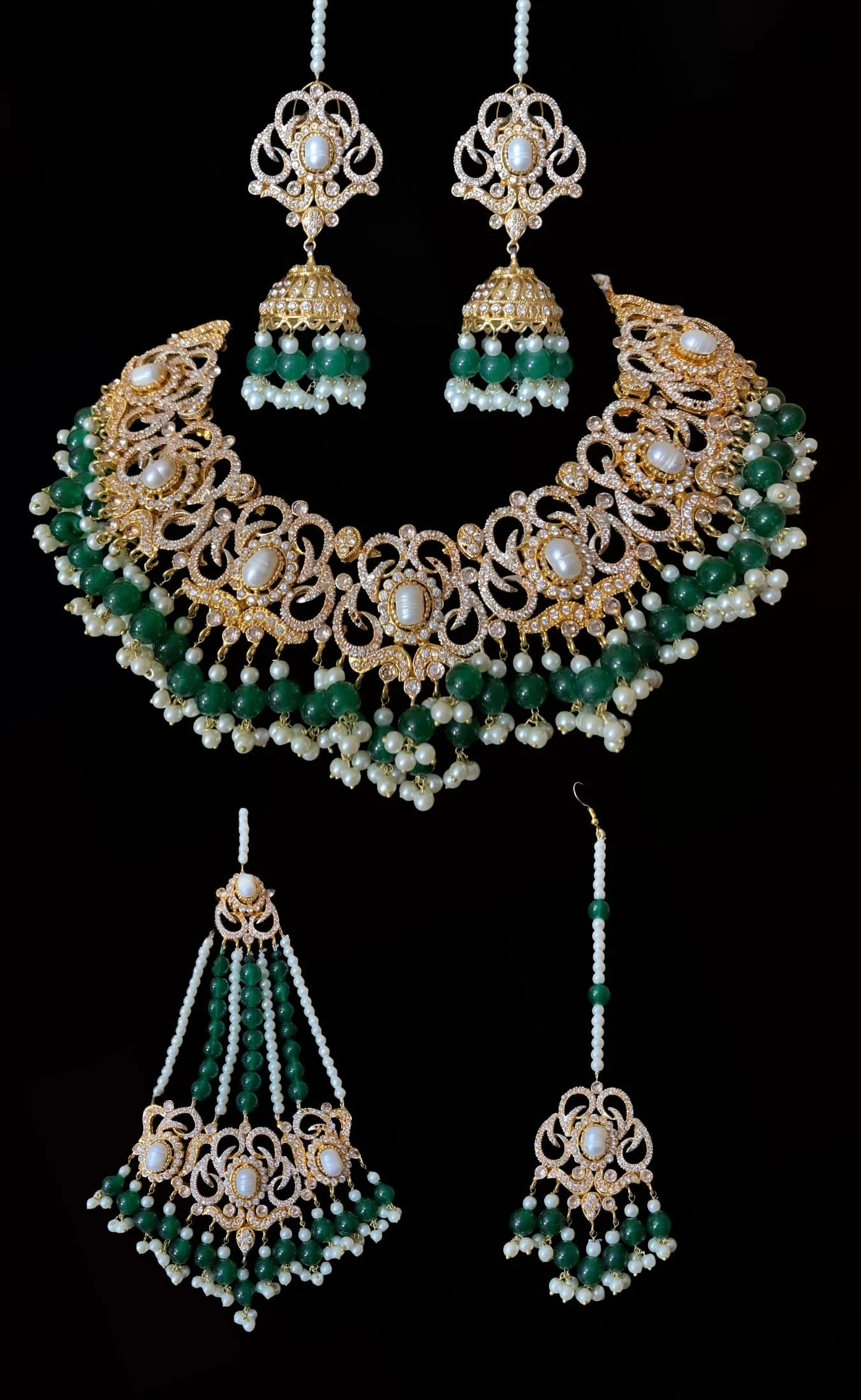 BR15 Anvesha bridal set in green (READY TO SHIP)