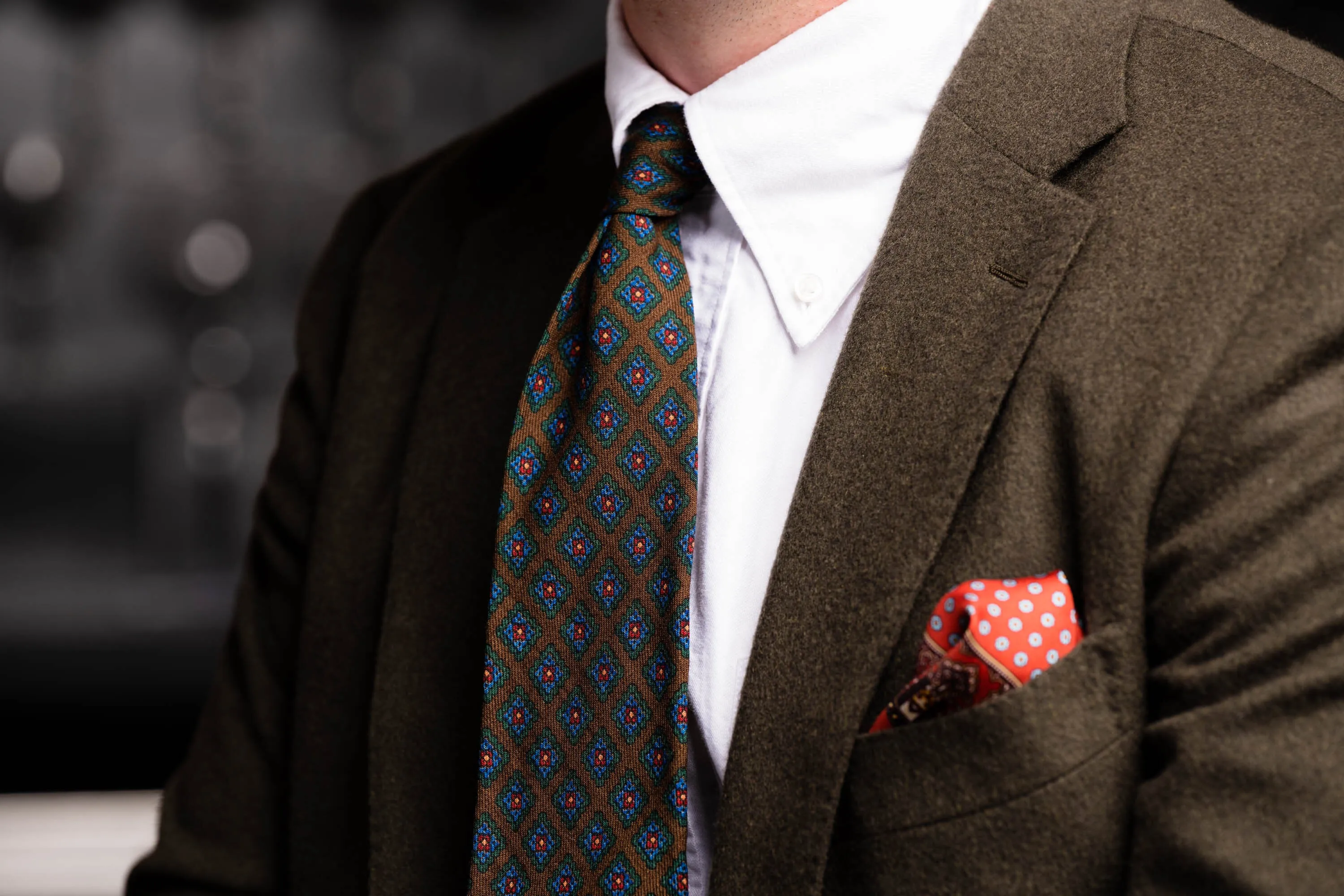 Brown Diamond Wool Challis Tie