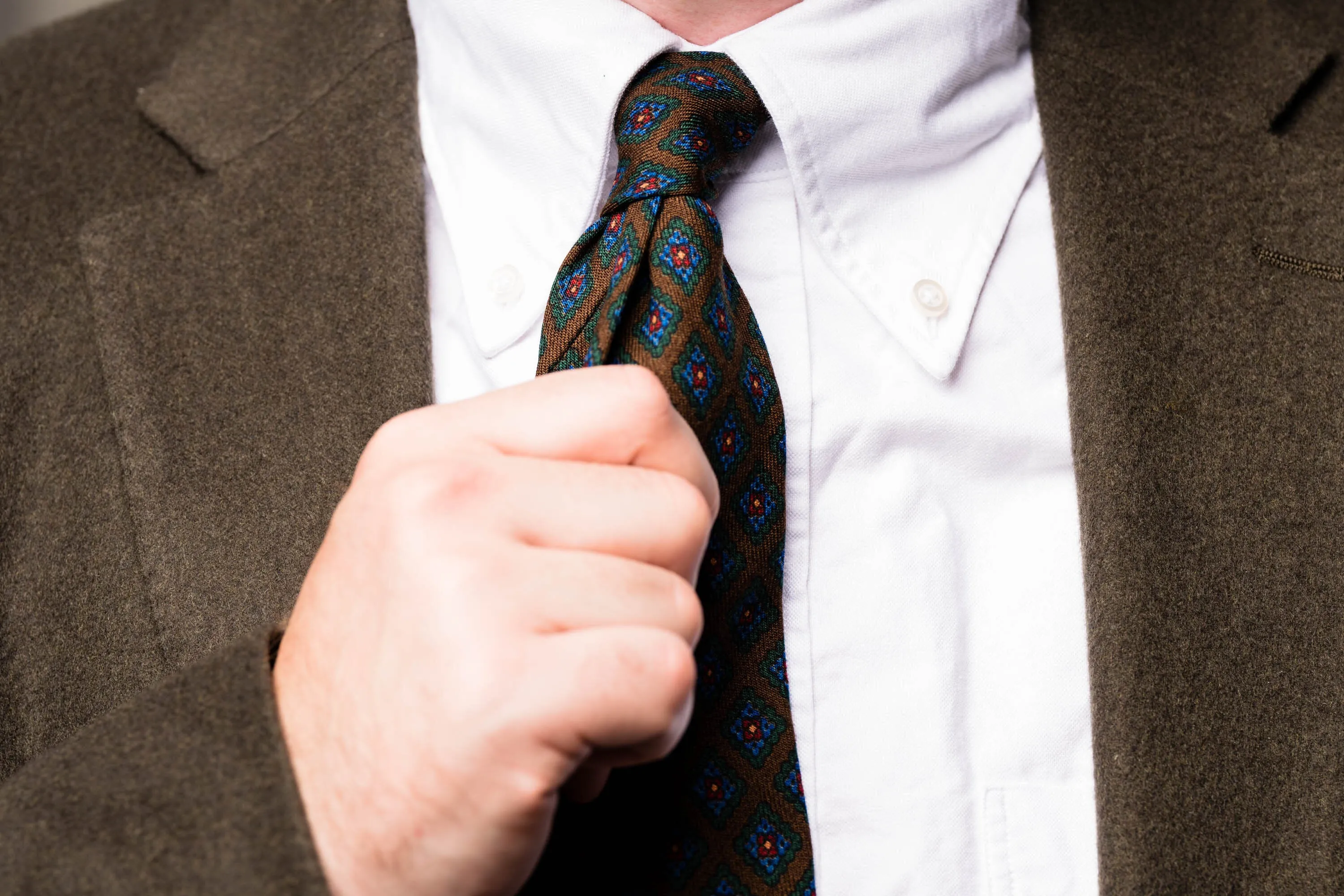 Brown Diamond Wool Challis Tie