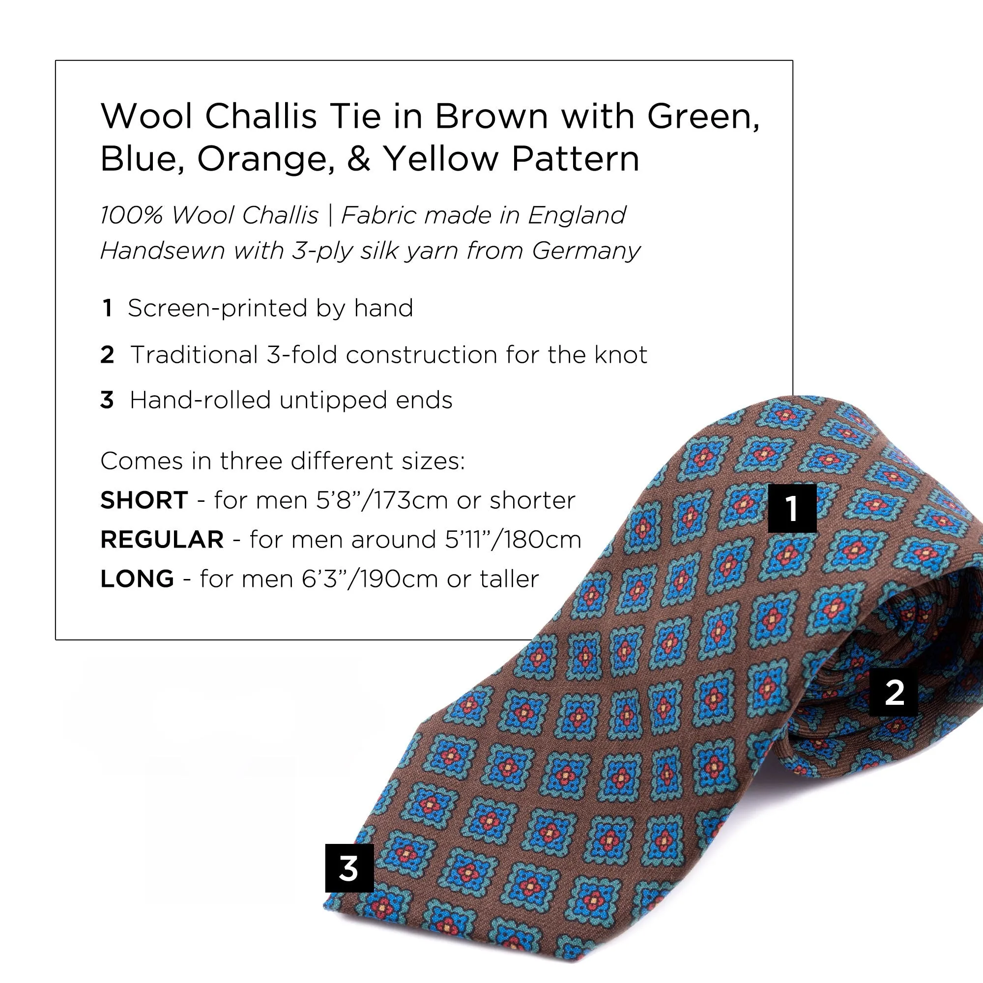 Brown Diamond Wool Challis Tie