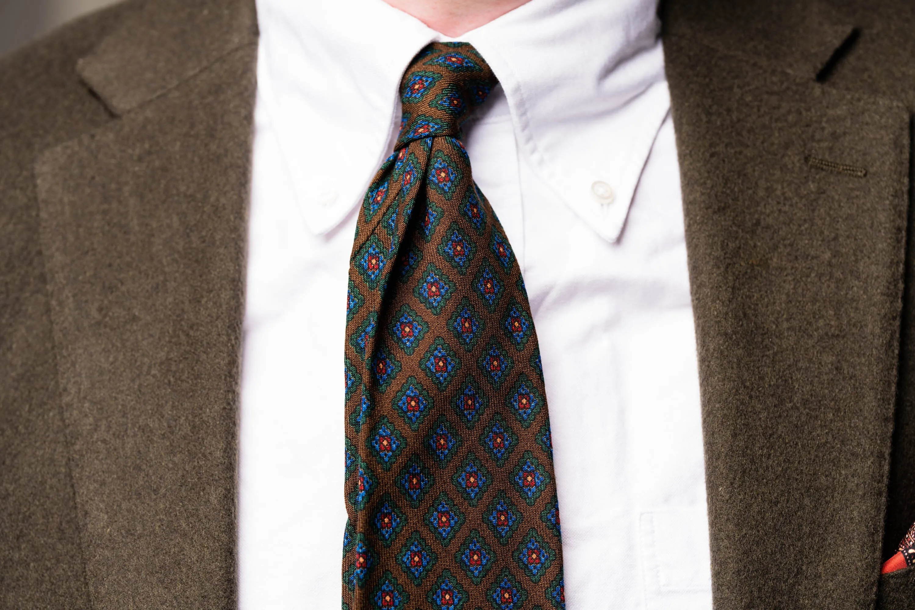 Brown Diamond Wool Challis Tie