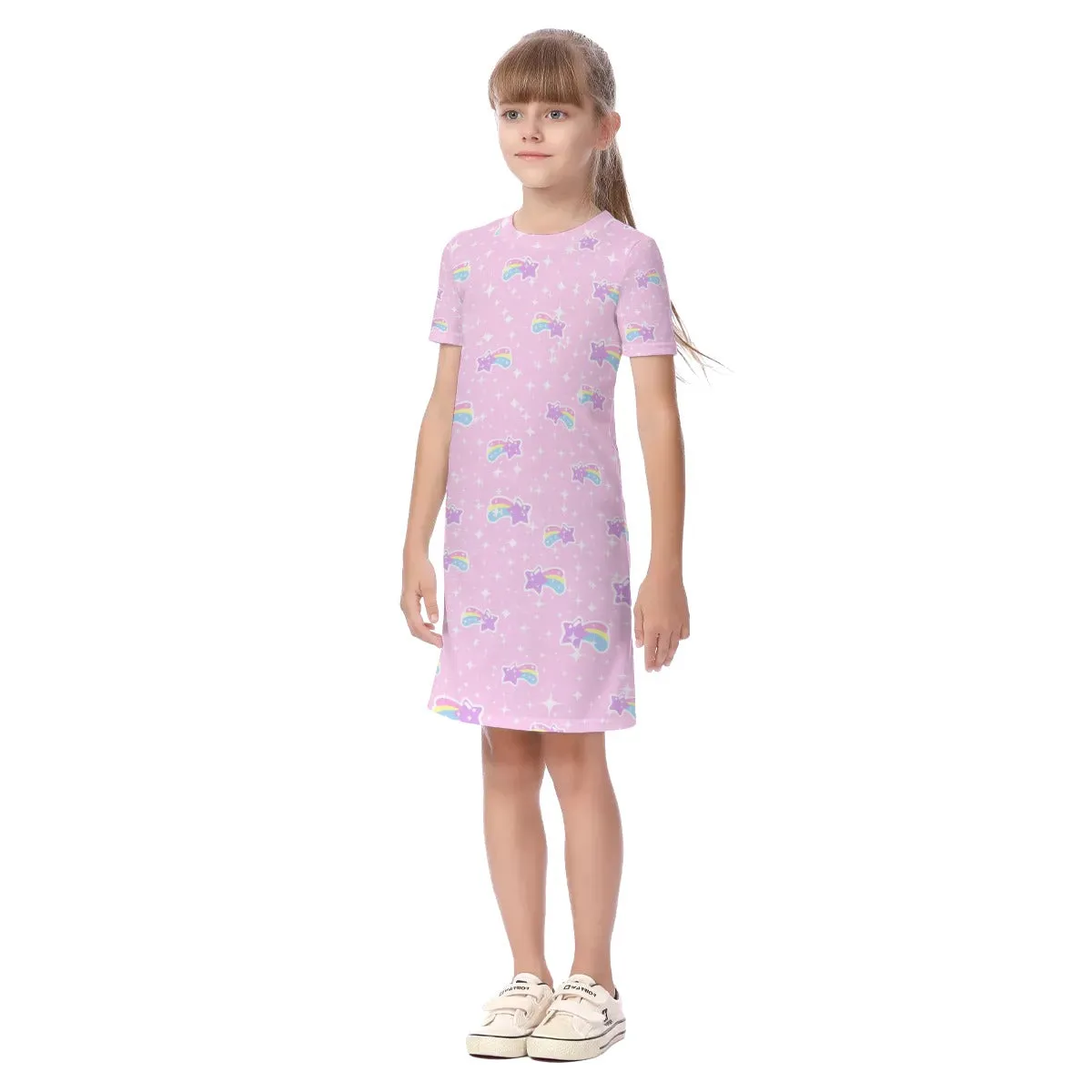 Bubblegum Bunny Shooting Stars Kids' Short Sleeve Dress