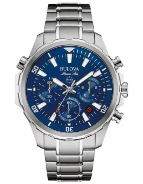 Bulova Mens Marine Star Chronograph - Stainless - Blue Dial - Bracelet - Date