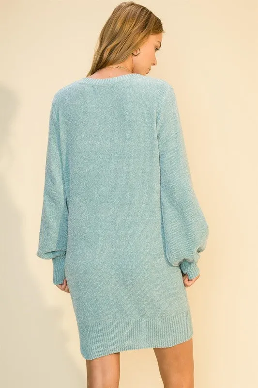 Call Me Cutie Sweater Dress-Sky Blue