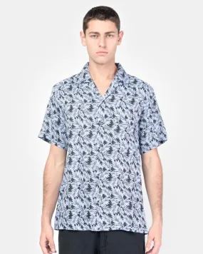 Camp Shirt in Blue Linen Floral