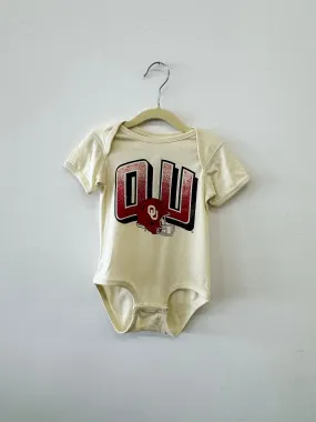 Children's OU Sooners Helmet Fade Ivory Onesie