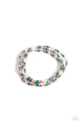 Colorblock Cache Green & Multi Seed Bead and Pearl Bracelet - Paparazzi Accessories