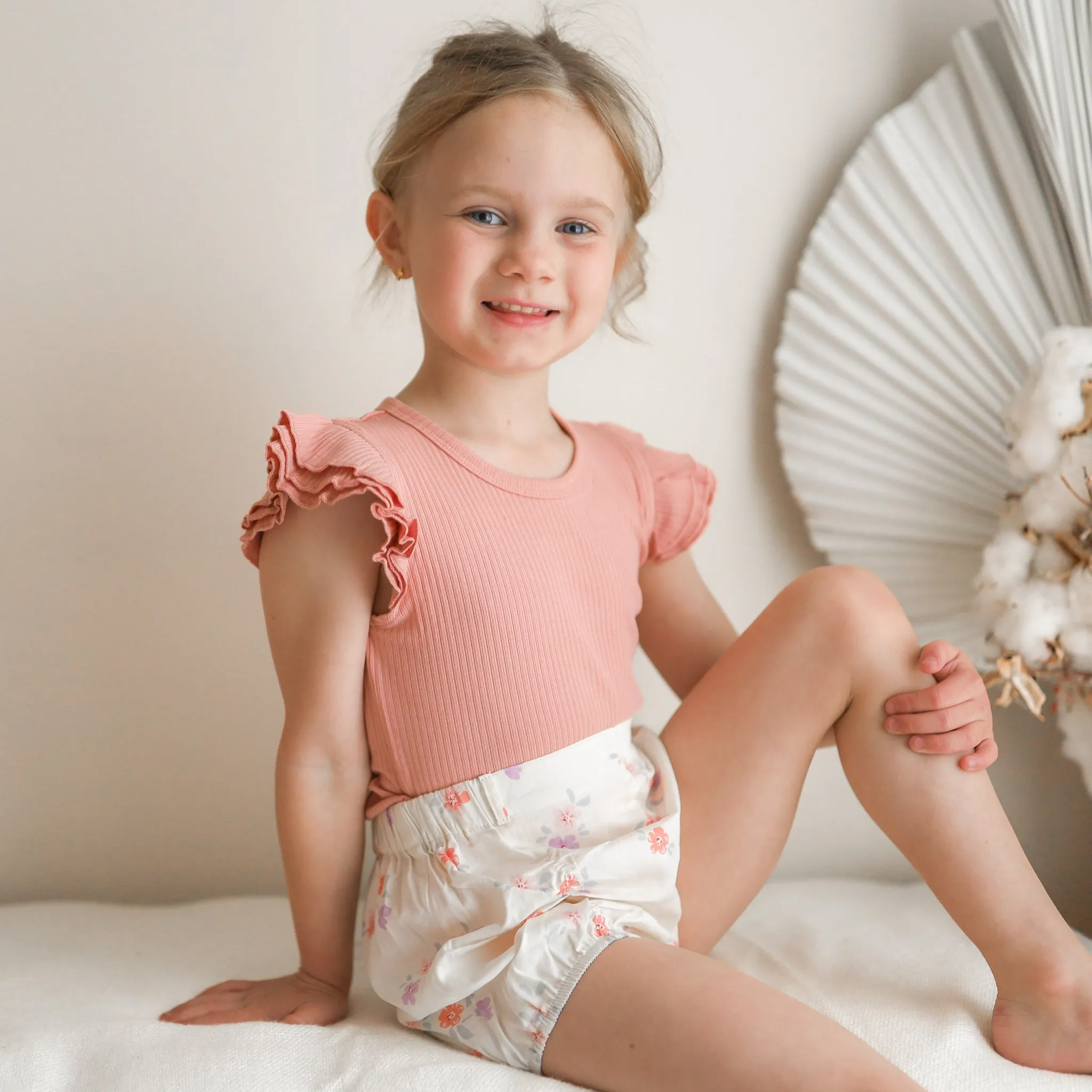 Cozy Short Sleeve Flutter - Peach Parfait