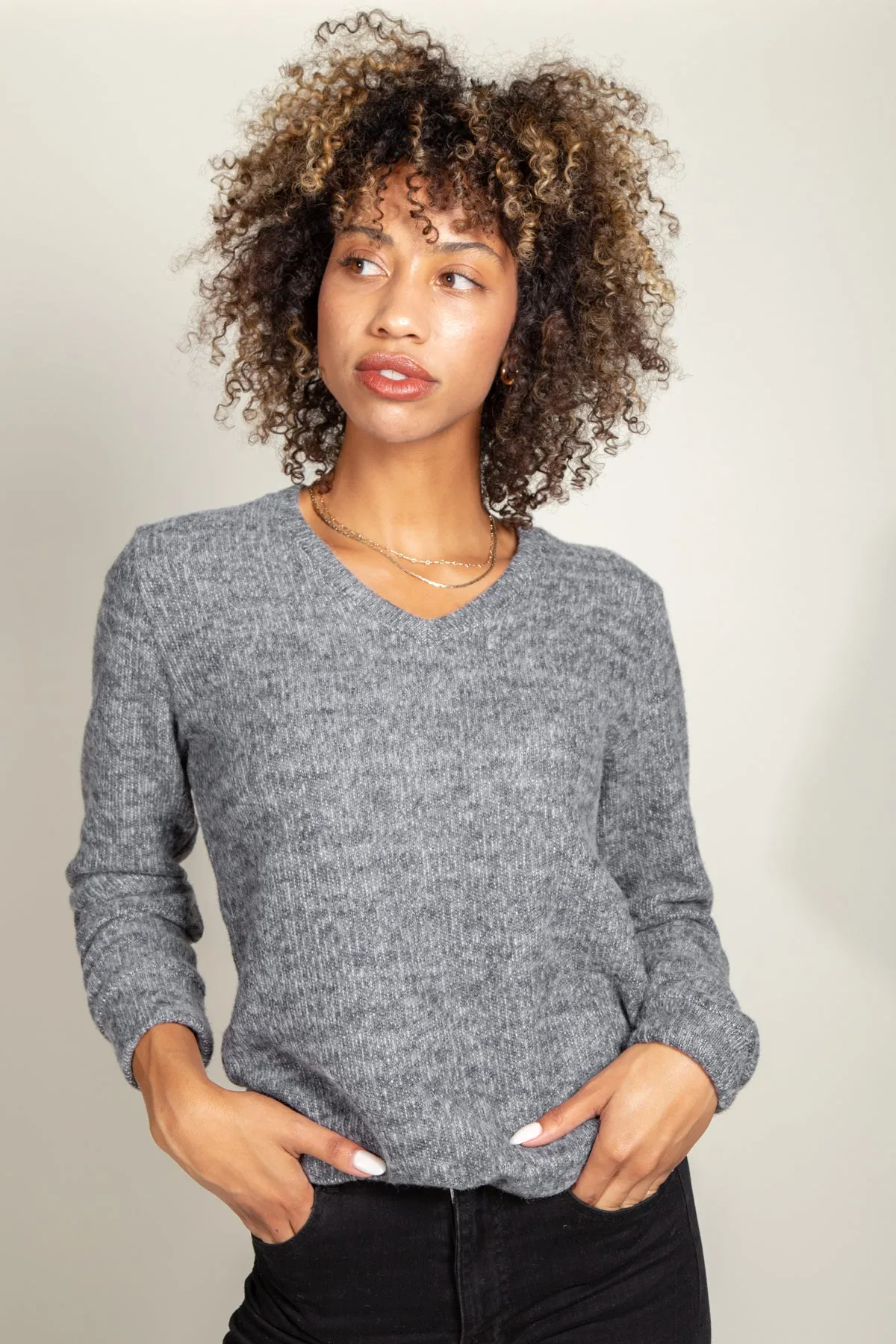 Danielle Soft Knit V-Neck Sweater