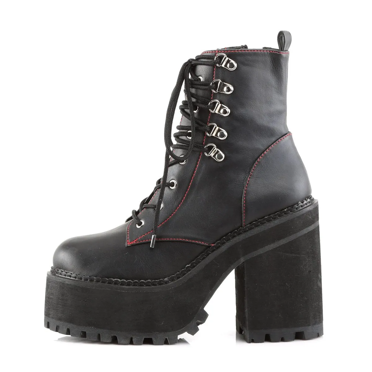 Demonia ASSAULT-100 | Black Vegan Leather Ankle Boots