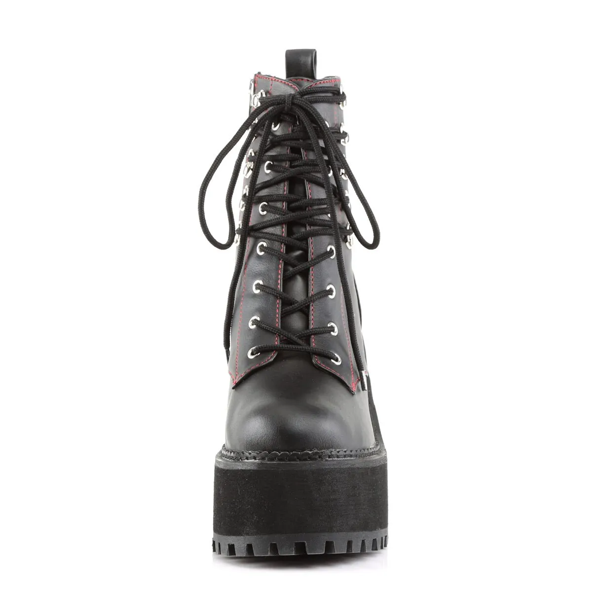 Demonia ASSAULT-100 | Black Vegan Leather Ankle Boots