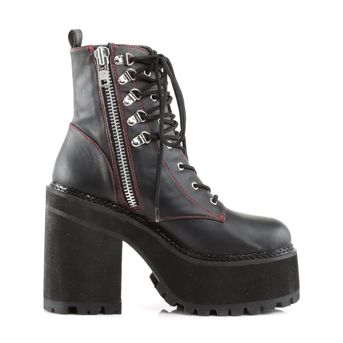 Demonia ASSAULT-100 | Black Vegan Leather Ankle Boots