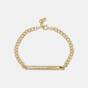 Diamond Bar Bracelet with Cuban Link Chain